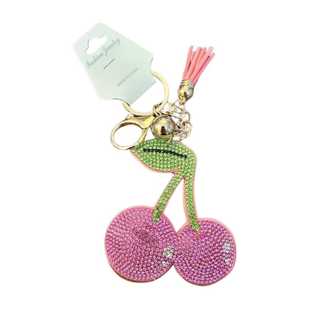 Fashion Jewelry Pink and‎ Green Cherry Key Holder